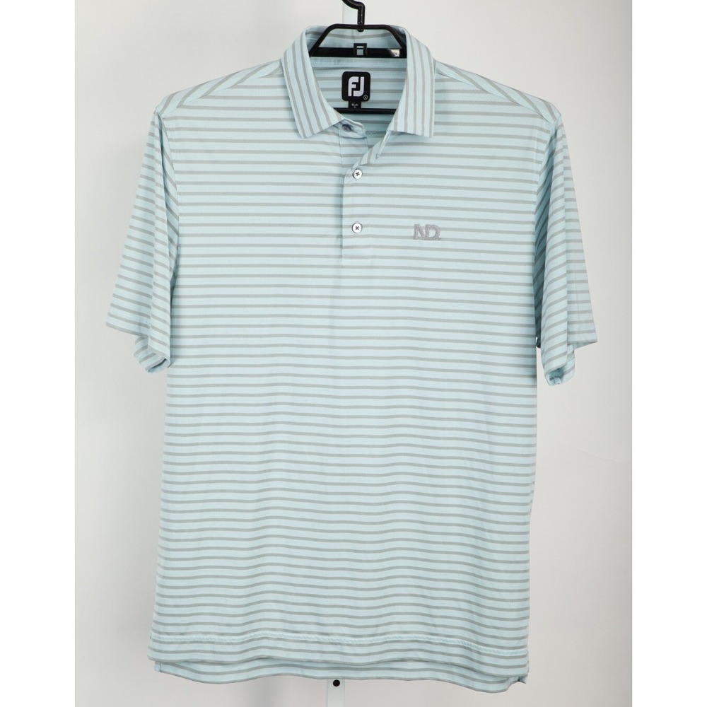 FootJoy Light Blue and White Striped Performance Polo